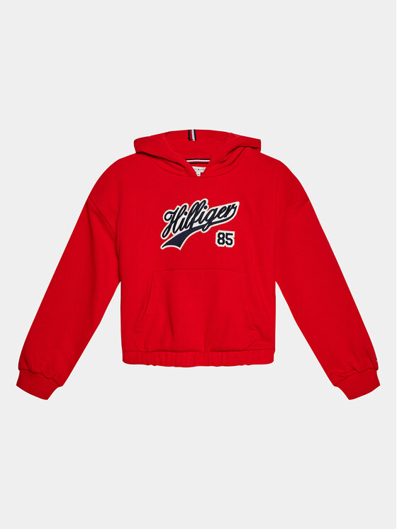 Tommy Hilfiger Tommy Hilfiger Pulóver Hilfiger Script Hoodie KG0KG07721 Piros Regular Fit