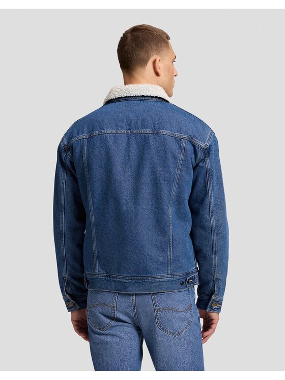 Lee Lee Kurtka jeansowa SHERPA JACKET Niebieski Regular Fit