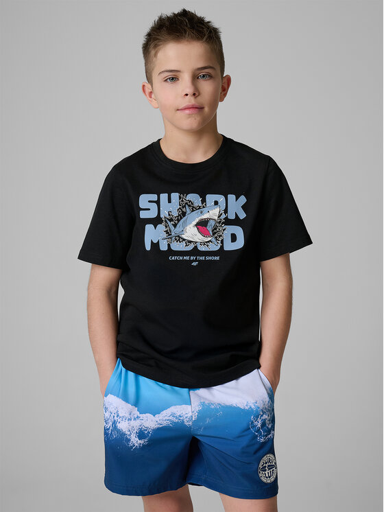 4F 4F T-Shirt WAVE RIDERS CLUB Czarny Regular Fit