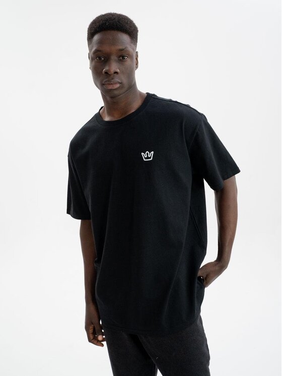 Jigga Wear Jigga Wear T-Shirt Koszulka Z Krótkim Rękawem Oversize Męska Czarna / Biała Jigga Wear Simple Crown M Czarny Oversize