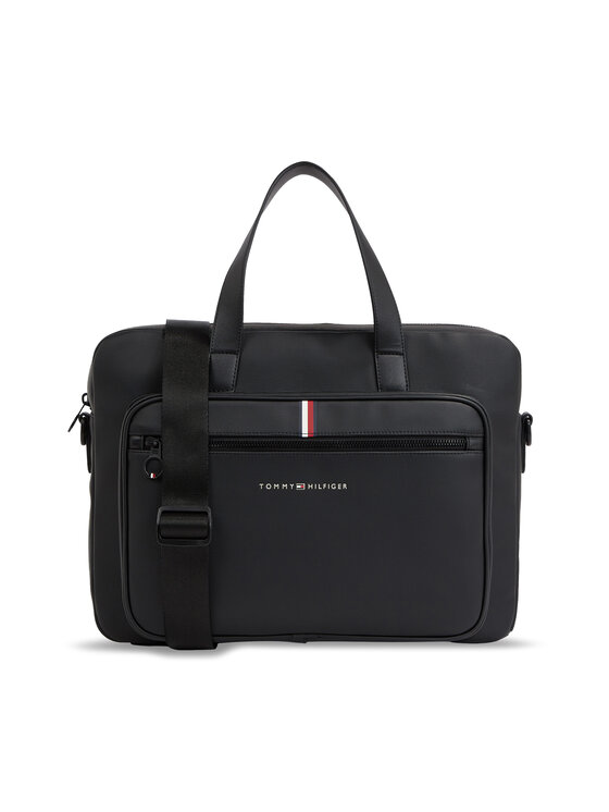 Tommy Hilfiger Tommy Hilfiger Geantă pentru laptop Th Essential Pique Computer Bag AM0AM11542 Negru