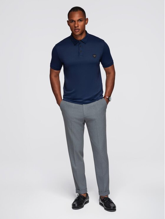 Ombre Ombre Polo OM-POSS-0150 Granatowy Regular Fit