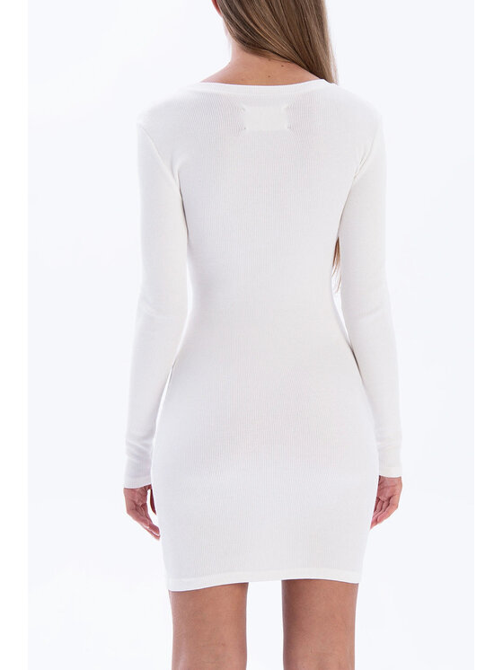 Nudyess Nudyess Vestito di maglia Eos Mini z haftem Écru Fitted Fit