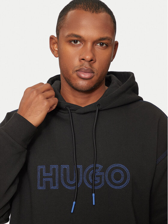 HUGO Hugo Majica dugih rukava Nitlogohood 50521697 Crna Regular Fit