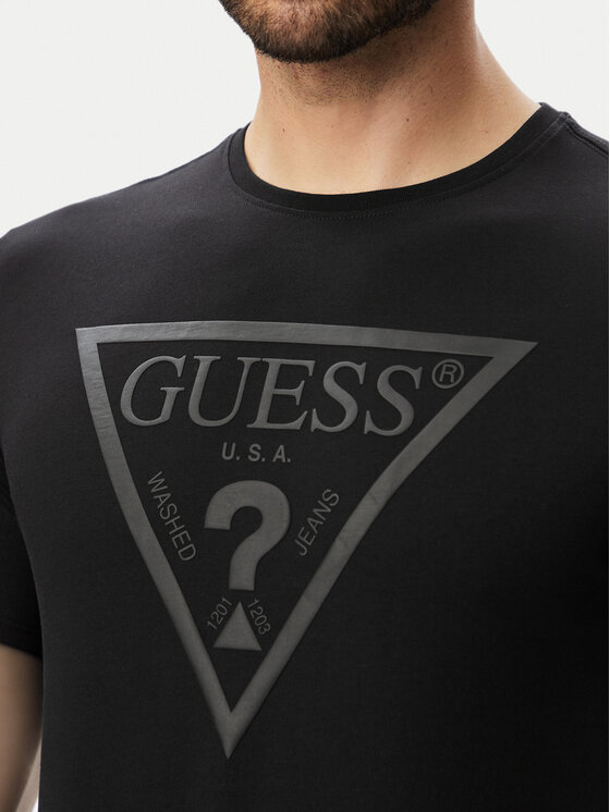Guess Guess Tricou M6YI71 K3745 Negru Slim Fit