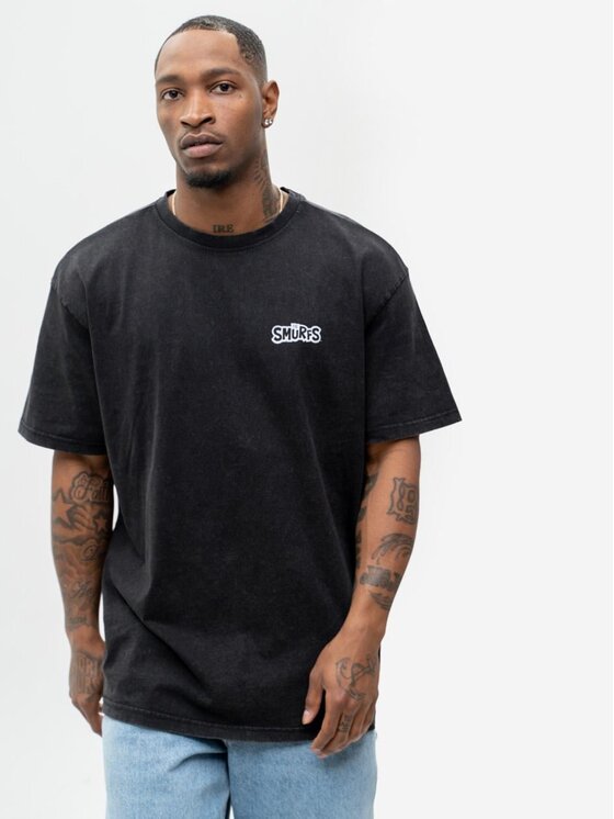 Smerfy Smerfy T-Shirt Szeroka luźna Acid 121523 Czarny Oversize