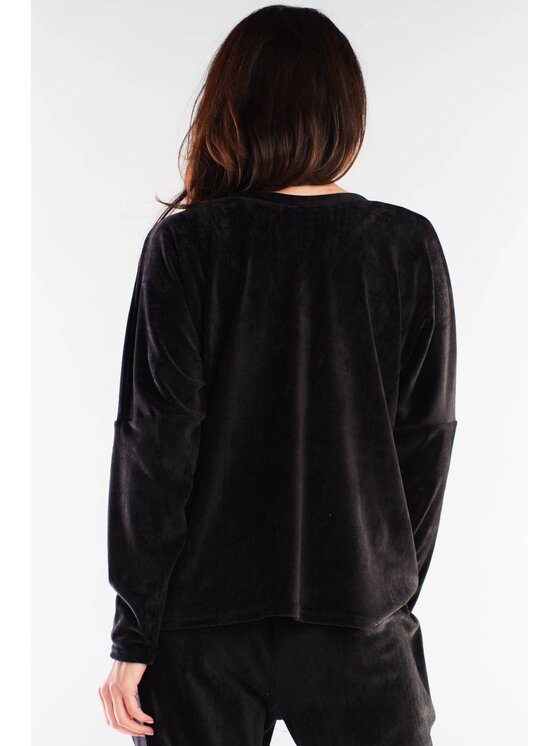 Awama Awama Bluzka A417 Czarny Basic Fit