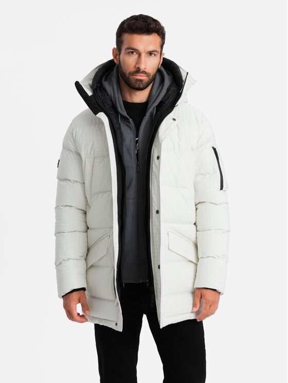 Ombre Ombre Parka OM-JALJ-0201 Biały Regular Fit