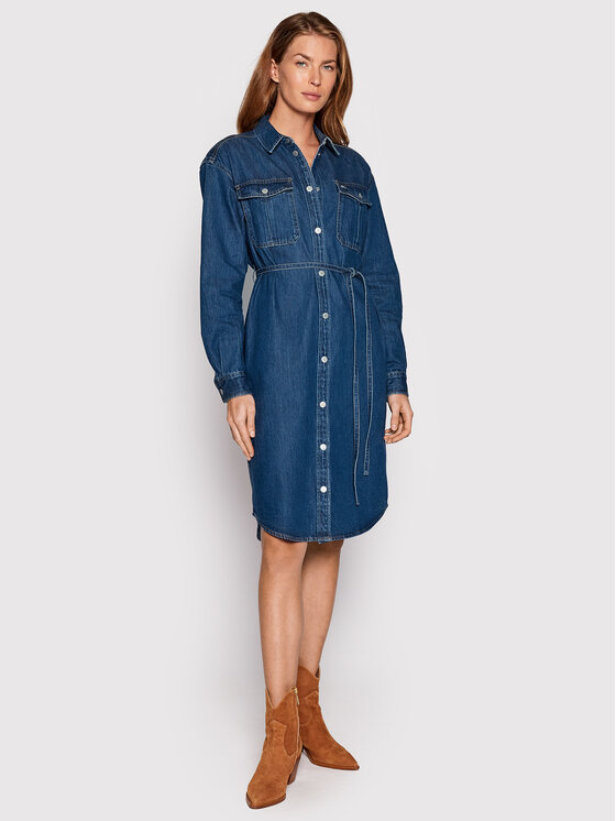 Tommy Jeans Tommy Jeans Rochie de blugi DW0DW13835 Albastru Regular Fit