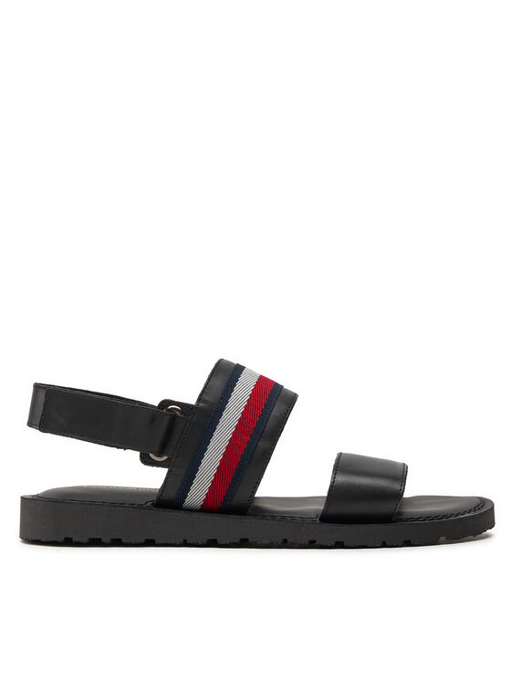 Tommy Hilfiger Sandali Core Hilfiger Lth Strappy Sandal FM0FM05009 Črna