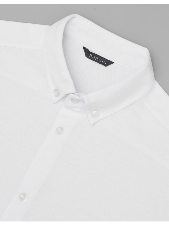 Borgio Borgio Koszula lenola Biały Slim Fit