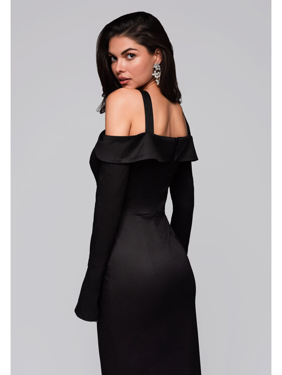 Ombre Ombre Sukienka wieczorowa LA-OM-DLR250 Czarny Regular Fit