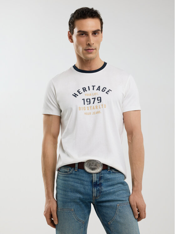 BIG STAR BIG STAR T-Shirt JAROS Biały Basic Fit