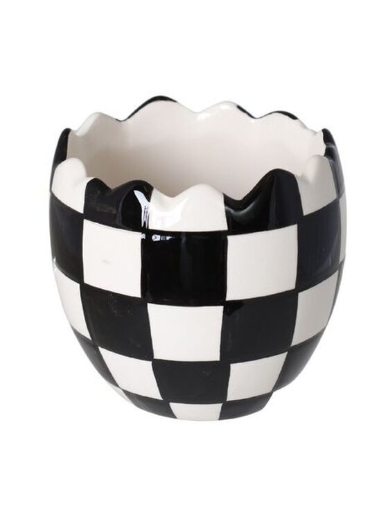 MIAhome MIAhome Osłonka w czarno-białą kratkę 16x14x14 cm SKORUPKA Kolorowy