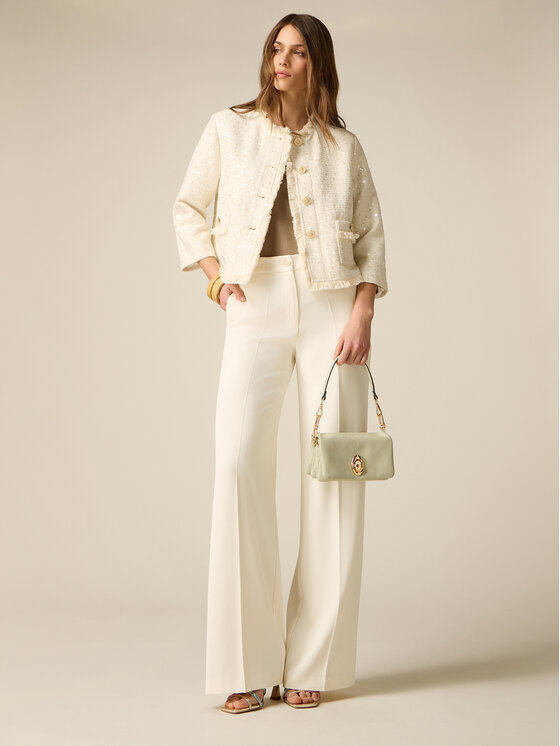 Oltre Oltre Pantaloni di tessuto P022R008885N021 Bianco Baggy Fit
