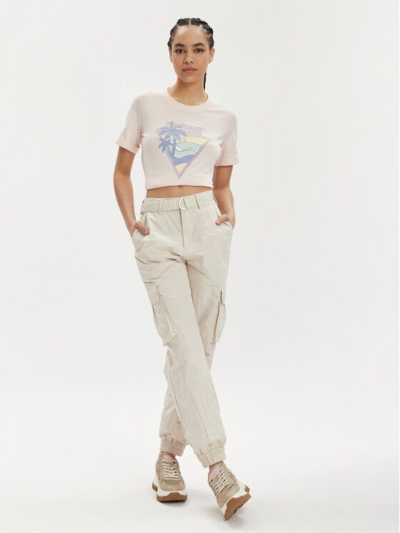 Guess Guess T-Shirt Ss Rn Beach Triangle W4GI32 JA914 Rosa Regular Fit
