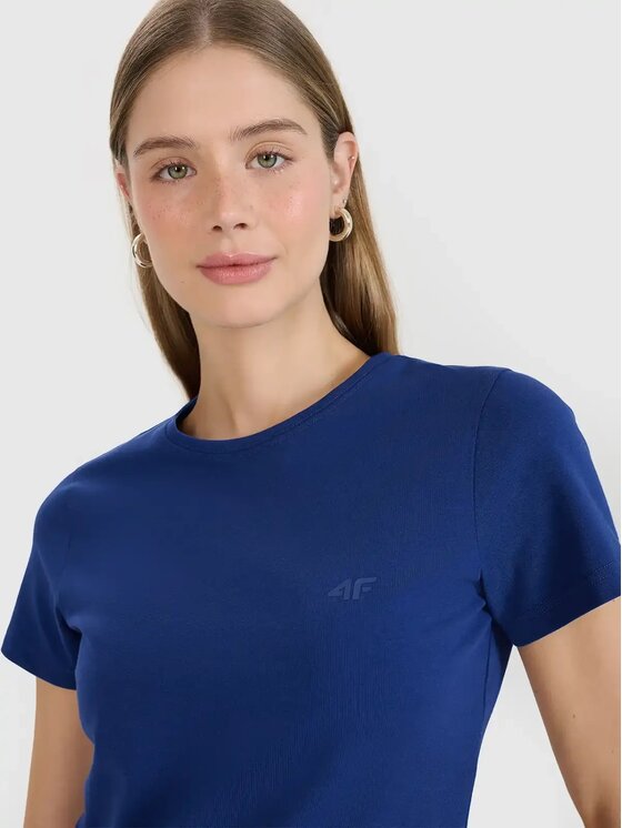 4F 4F Tričko 4FWMM00TTSHF2255-031S Tmavomodrá Slim Fit
