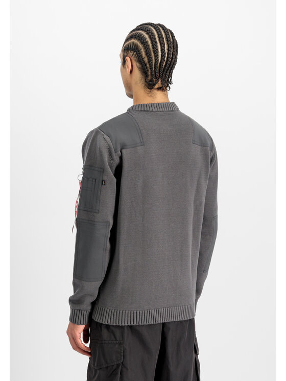 Alpha Industries Alpha Industries Bluza Military Knit Sweatshirt Szary Regular Fit