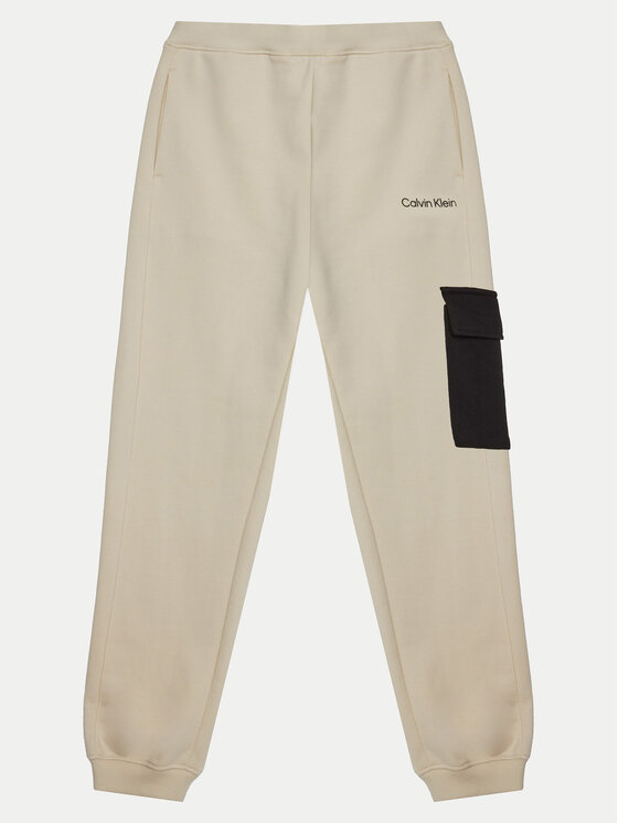 Calvin Klein Jeans Calvin Klein Jeans Pantaloni trening IB0IB02349 Écru Relaxed Fit