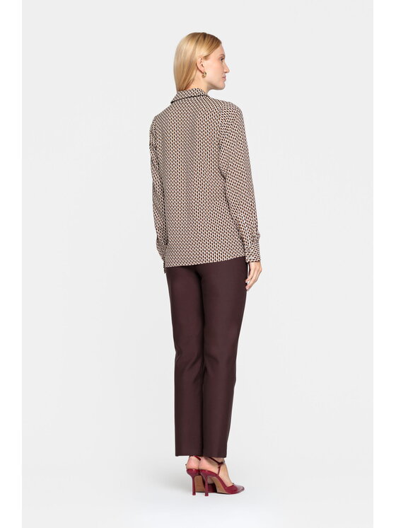 EMOI EMOI Koszula w drobny brązowy print Beżowy Feminine Fit
