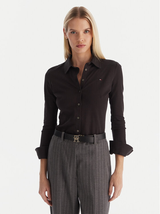 Tommy Hilfiger Tommy Hilfiger Krekls 1985 WW0WW43528 Melns Slim Fit