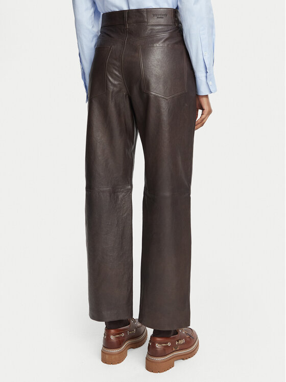 Weekend Max Mara Weekend Max Mara Кожени панталони Deserto 2625436012 Тъмнокафяв Regular Fit