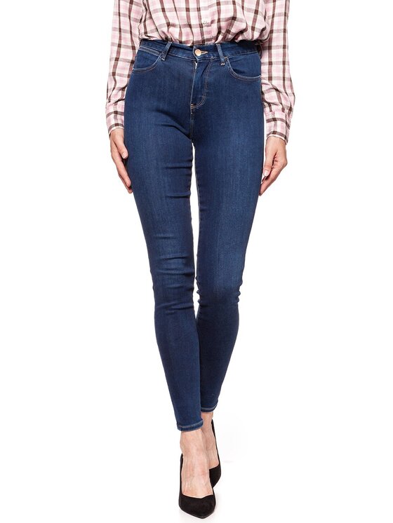 Wrangler Wrangler Jeansy HIGH SKINNY Niebieski Skinny Fit