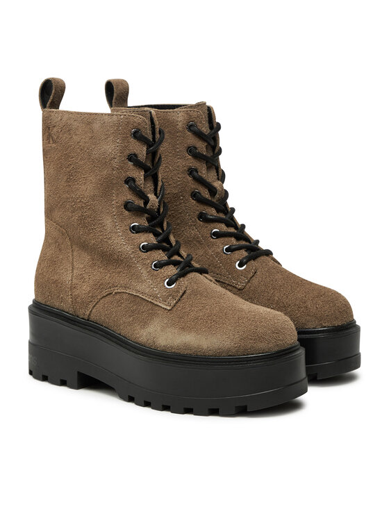 Calvin Klein Jeans Calvin Klein Jeans Pohodni čevlji Flatform Zip Laceup Mg S YW0YW01554 Rjava