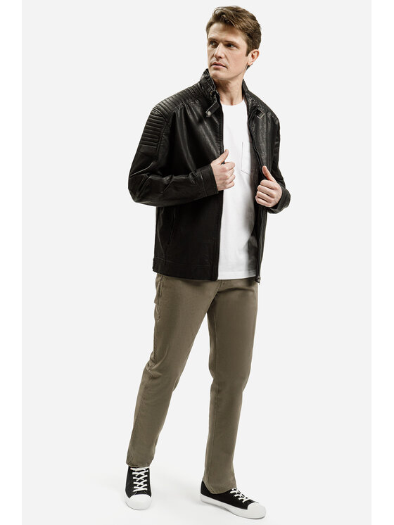 Cross Jeans Cross Jeans Kurtka skórzana 40273-020 Czarny Regular Fit