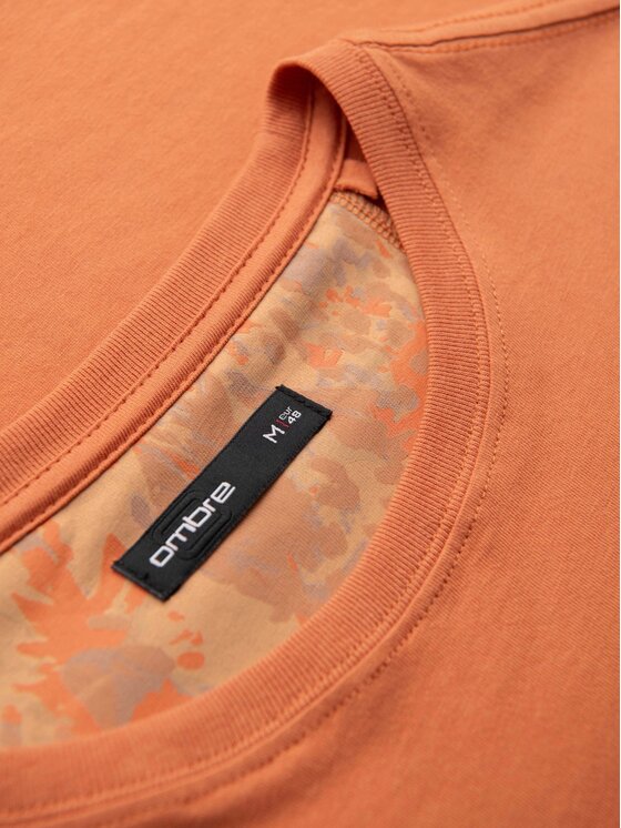 Ombre Ombre T-Shirt OM-TSPT-0227 Pomarańczowy Regular Fit