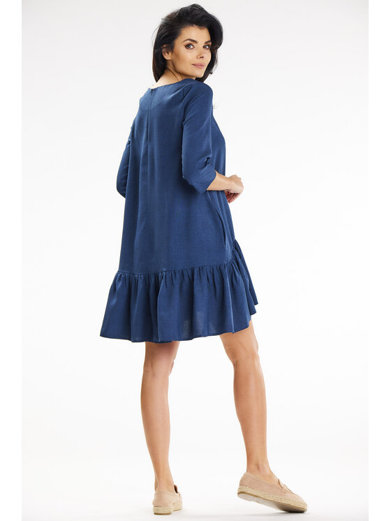 Awama Awama Sukienka letnia A648 Granatowy Basic Fit