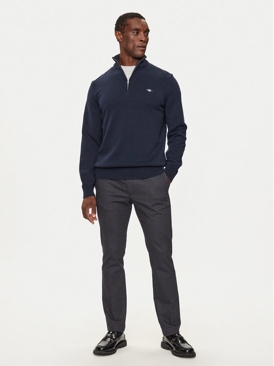 Gant Gant Sveter Casual Cotton Half Zip 8030170 Tmavomodrá Regular Fit