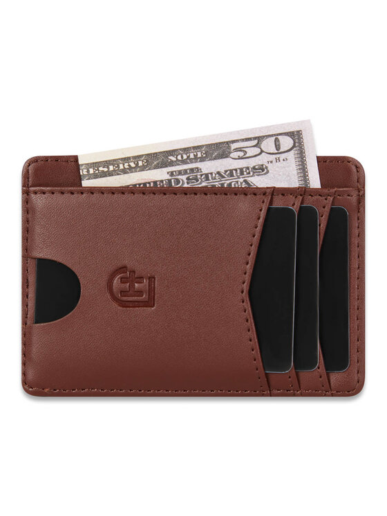 James Hawk James Hawk Mały Portfel Męski Męski skórzany portfel slim z RFID Brązowy