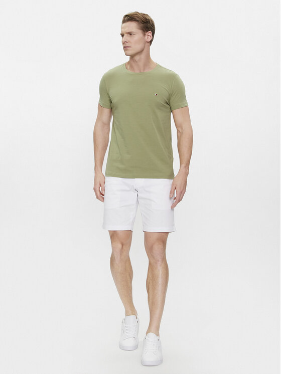 Tommy Hilfiger Tommy Hilfiger Tričko Stretch Slim Fit Tee MW0MW10800 Zelená Slim Fit