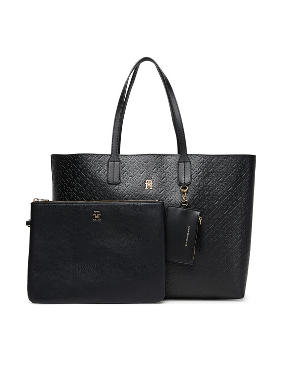 Tommy Hilfiger Tommy Hilfiger Torbica Th Icon Tote Mono AW0AW17687 Crna