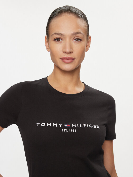 Tommy Hilfiger Tommy Hilfiger Tricou Heritage C-Nk WW0WW31999 Negru Regular Fit