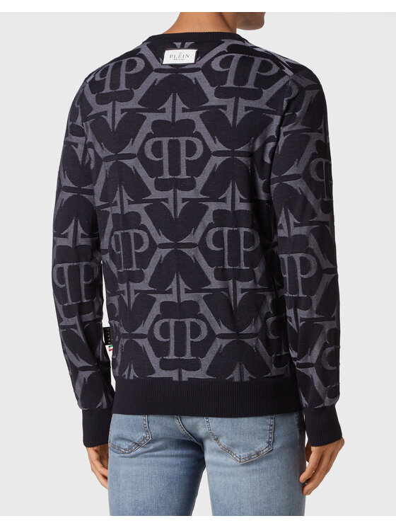 PHILIPP PLEIN PHILIPP PLEIN Sweter 1711 Niebieski jasny Regular Fit