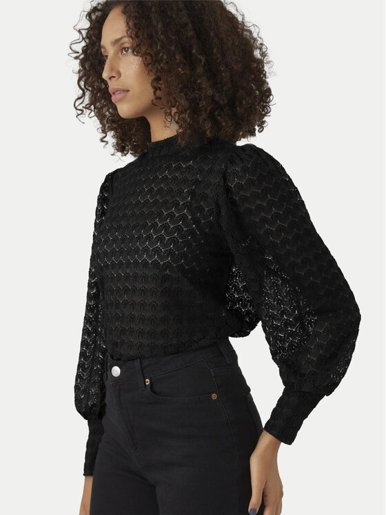 Vero Moda Vero Moda Bluzka Becca 10302894 Czarny Regular Fit