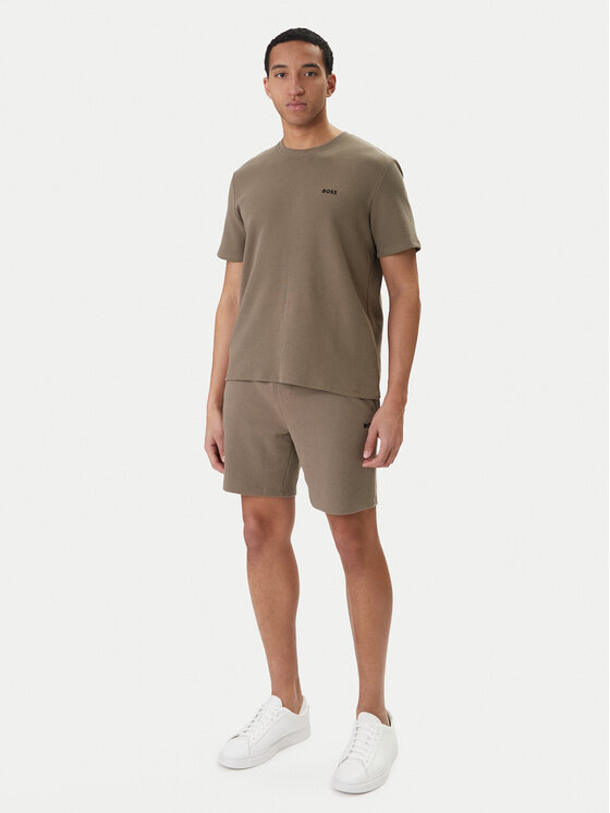 BOSS BOSS T-Shirt Waffle 50535891 Brązowy Regular Fit