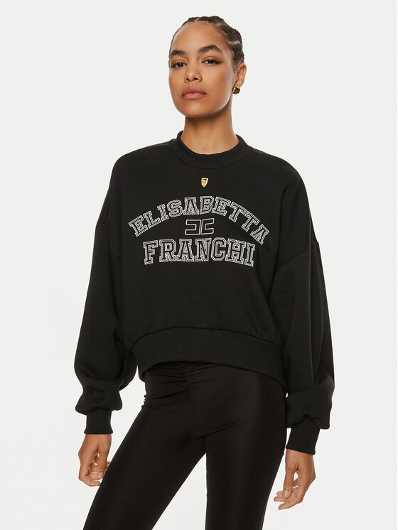 Elisabetta Franchi Felpa MD-003-46E2 Nero Relaxed Fit, taglia : 44
