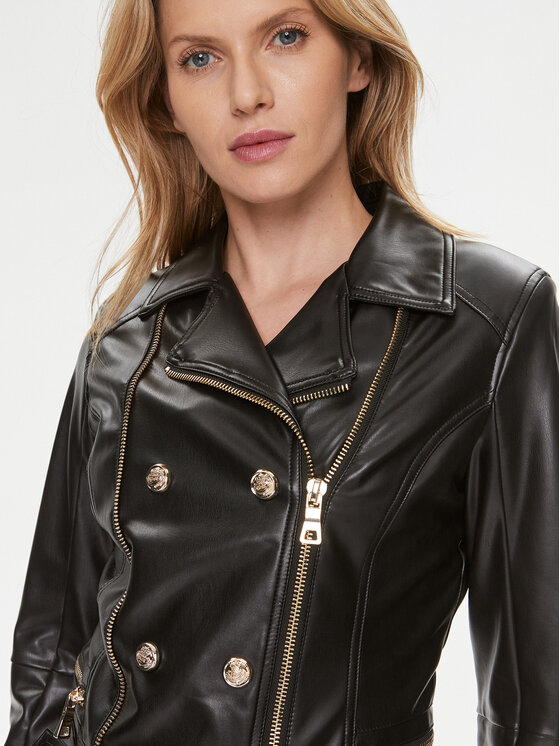 Guess Guess Ādas imitācijas jaka W3BL93 K8S30 Melns Regular Fit