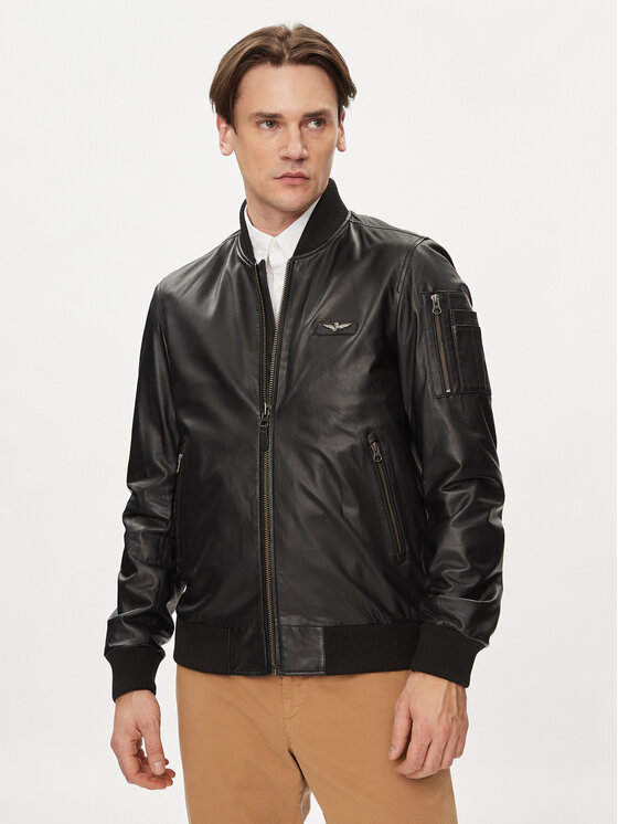 Aeronautica Militare Aeronautica Militare Kožená bunda 241PN5023PL214 Černá Regular Fit