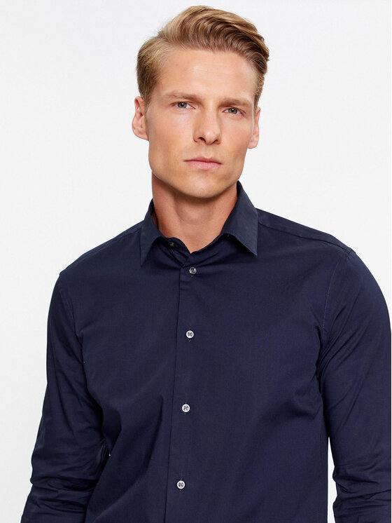 Sisley Sisley Cămașă 5CNX5QL19 Bleumarin Slim Fit