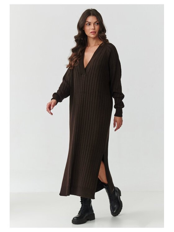 Makadamia Makadamia Sweter S161 Brązowy A-Line Fit