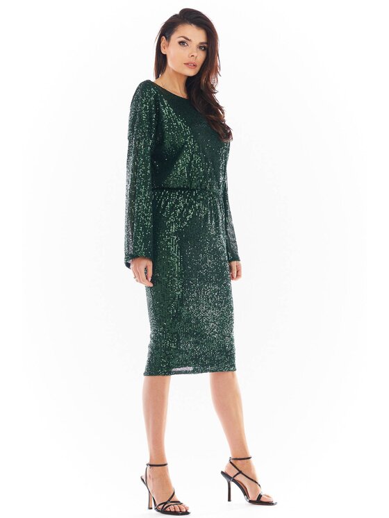 Awama Awama Abito da sera A402 Verde Basic Fit