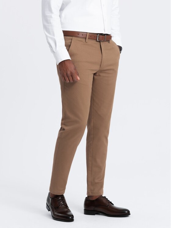 Ombre Ombre Chinosy OM-PACP-0190 Brązowy Regular Fit