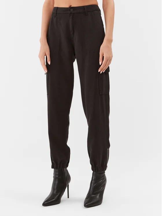Guess Stoffhose W2GA20 WDX71 Schwarz Relaxed Fit