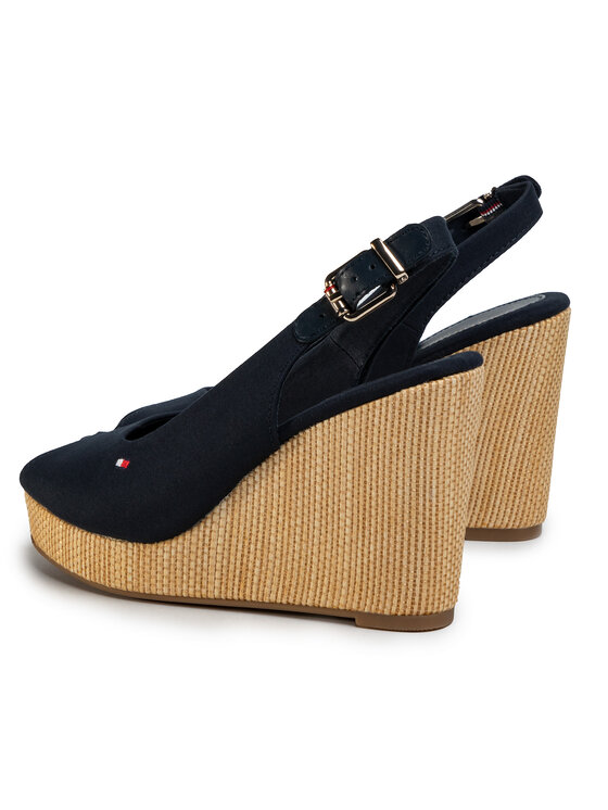 Tommy Hilfiger Tommy Hilfiger Sandale Iconic Elena Sling Back Wedge FW0FW04789 Tamnoplava