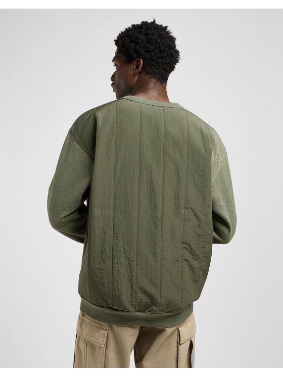 Lee Lee Bluzka UTILITY CREW SWS Zielony Relaxed Fit