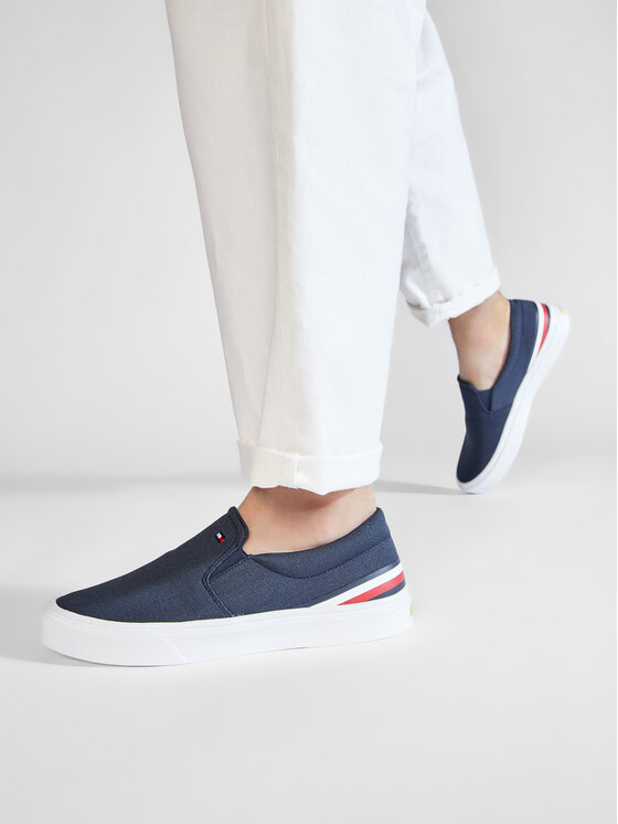 Tommy Hilfiger Tommy Hilfiger Kedai Lightweight Stripes Slip On FM0FM03613 Tamsiai mėlyna
